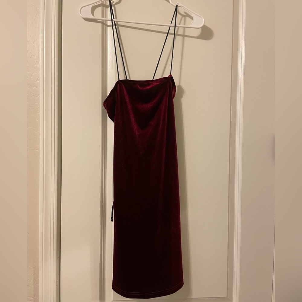 NWOT Velvet-like wine colored mini dress